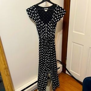 Black polka dot jumpsuit with tie waste